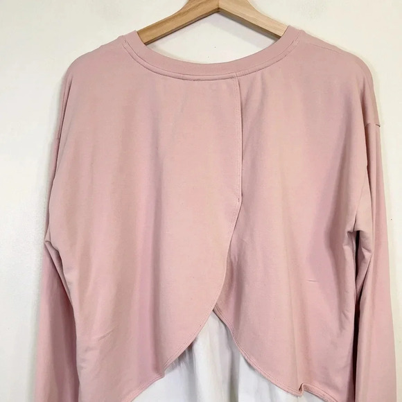 TWO BY VINCE CAMUTO | LAYERED DUSTY  ROSE PINK LONG SLEEVE TOP - Picture 8 of 13